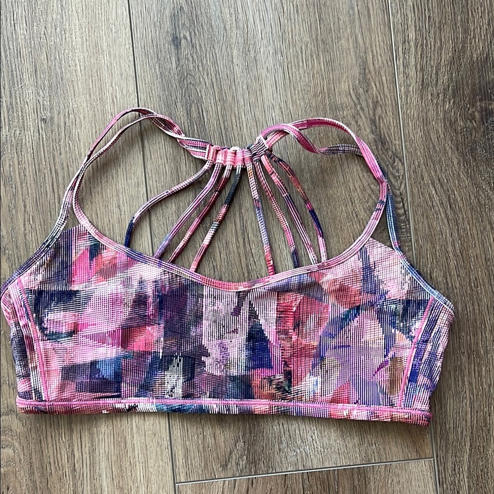 Lululemon Pink and Purple Strappy Sports Bra size 10